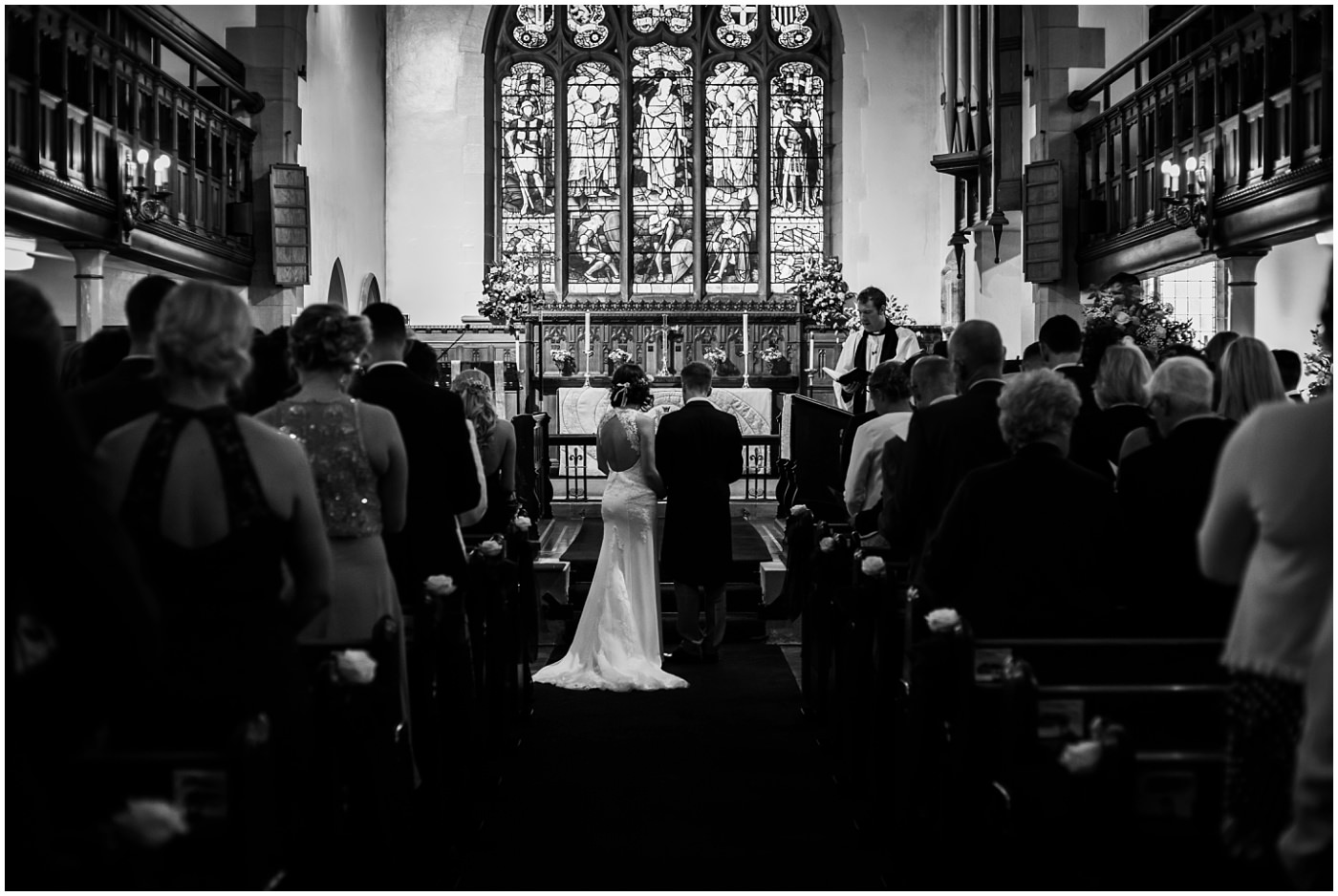 black and white wedding service