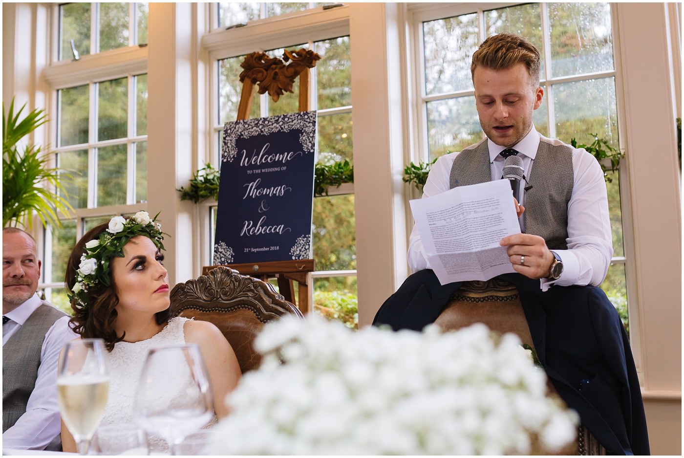 groom gives speech at mitton hall