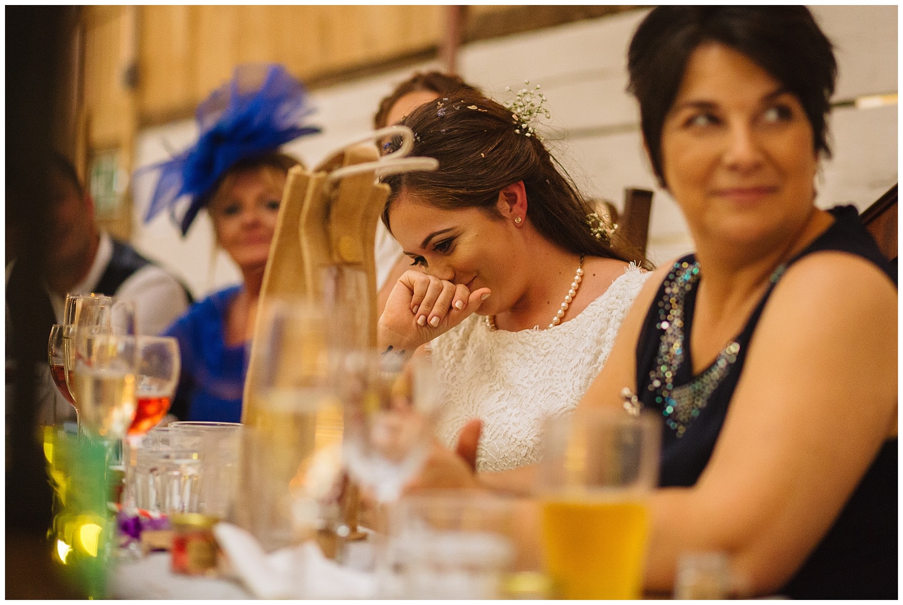 bride reacts to speech by maid of honour