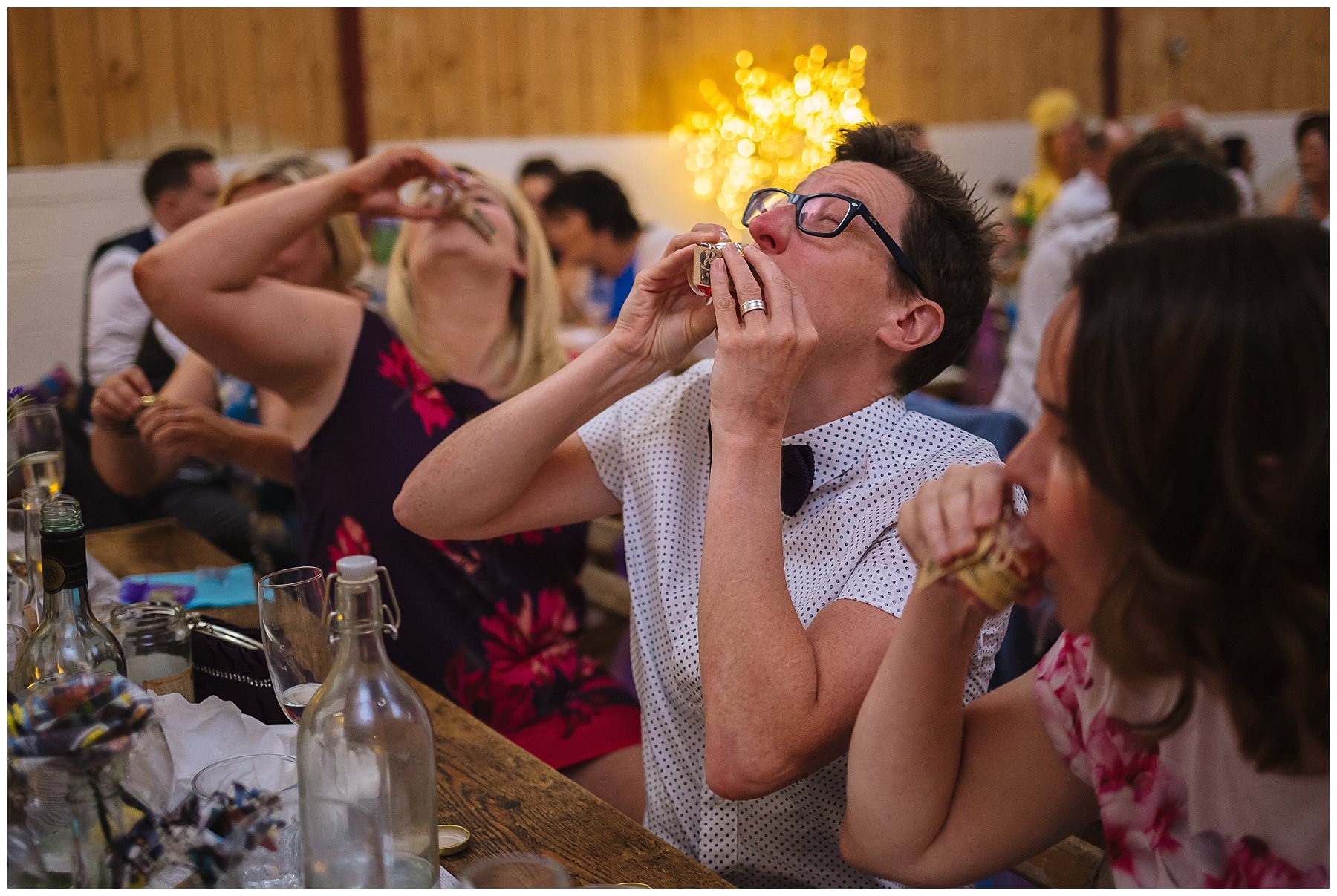 wedding guests drink favour shots