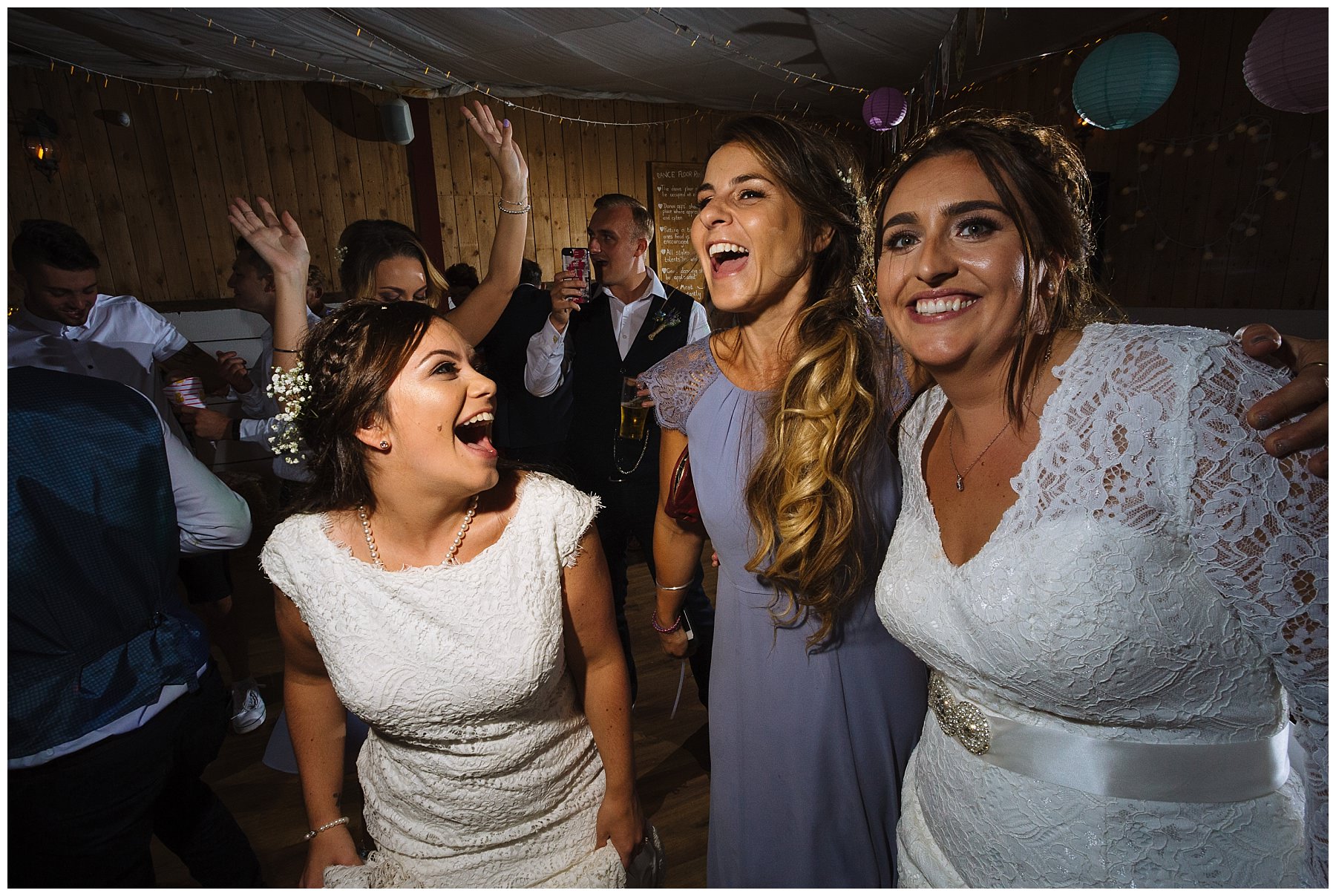 brides and maid of honour on the dancefloor