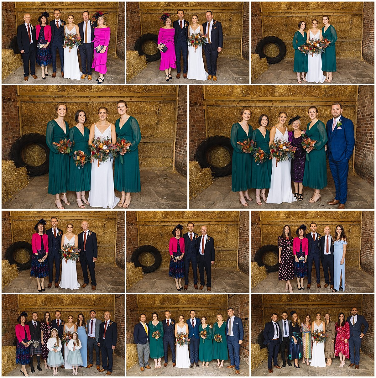 family formal wedding photos at stock farm